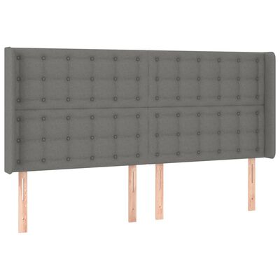 vidaXL Tête de lit à LED Gris foncé 183x16x118/128 cm Tissu