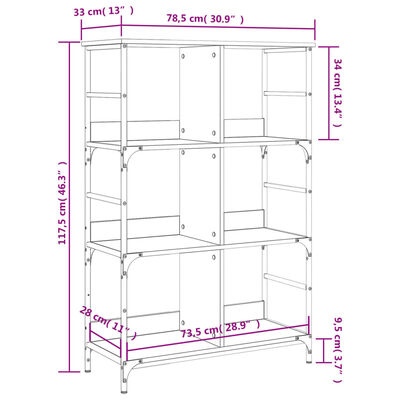 vidaXL Bibliothèque chêne sonoma 78,5x33x117,5 cm bois d'ingénierie