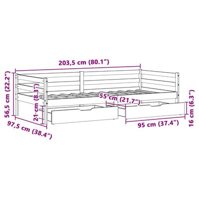 vidaXL Lit de jour avec tiroirs 90x200 cm bois de pin massif