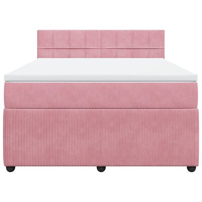 vidaXL Sommier à lattes de lit avec matelas Rose 140x200 cm Velours