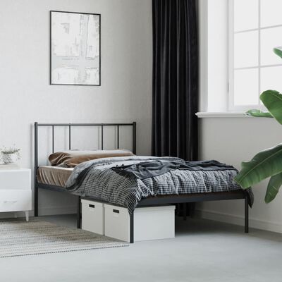 vidaXL Cadre de lit métal sans matelas avec tête de lit noir 75x190 cm