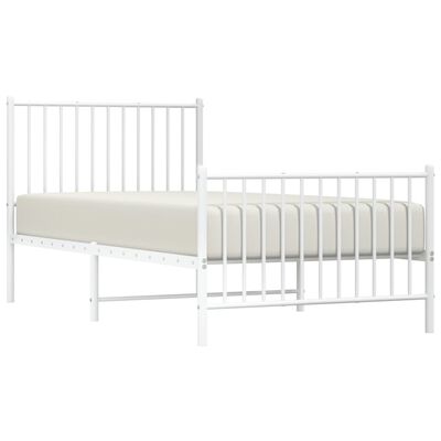 vidaXL Cadre de lit métal sans matelas avec pied de lit blanc 90x190cm