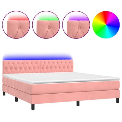 vidaXL Sommier à lattes de lit avec matelas et LED Rose 160x200 cm