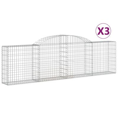 vidaXL Paniers à gabions arqués 3 pcs 300x30x80/100 cm fer galvanisé