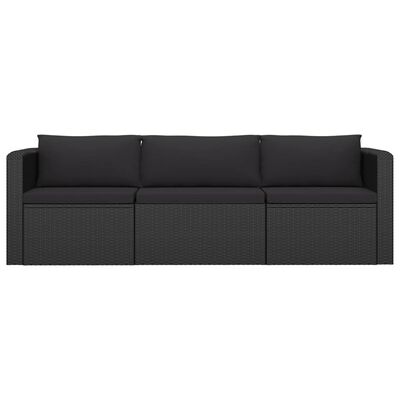 vidaXL Salon de jardin 10 pcs avec coussins Résine tressée Noir