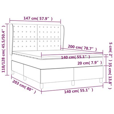 vidaXL Sommier à lattes de lit avec matelas Marron foncé 140x200 cm