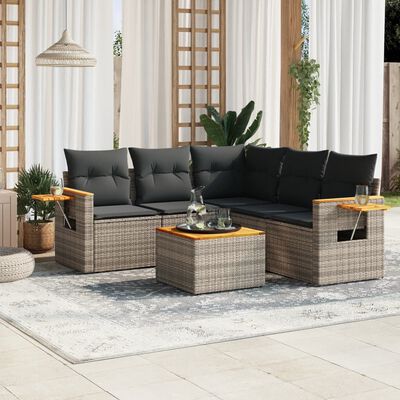 vidaXL Salon de jardin 6 pcs avec coussins gris résine tressée