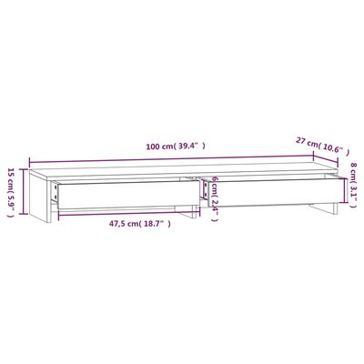 vidaXL Support pour moniteur 100x27x15 cm Bois de pin solide