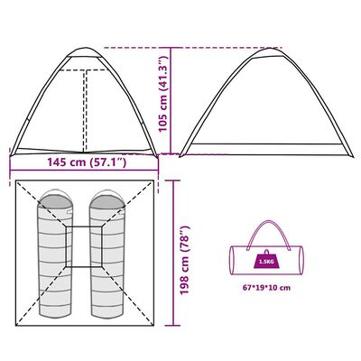 vidaXL Tente de camping à dôme 2 personnes camouflage imperméable