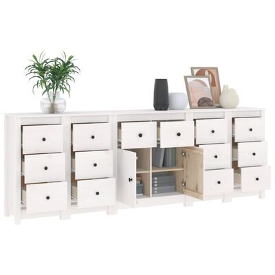 vidaXL Buffet Blanc 230x35x80 cm Bois massif de pin