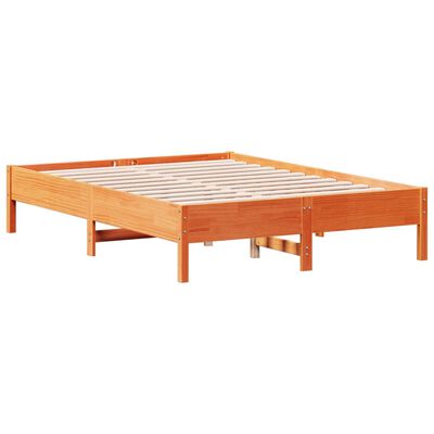 vidaXL Cadre de lit cire marron 135x190 cm bois de pin massif