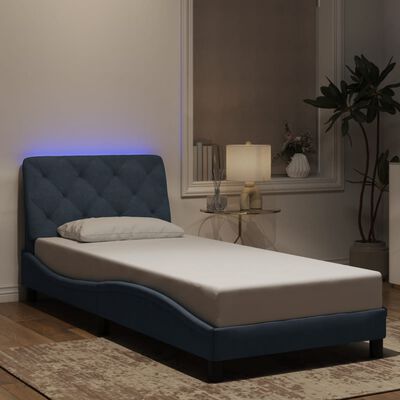 vidaXL Cadre de lit avec LED sans matelas gris foncé 90x190 cm velours