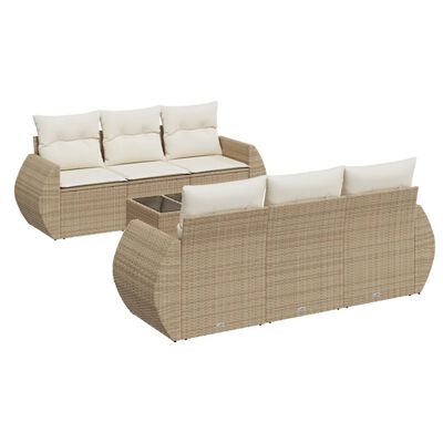 vidaXL Salon de jardin avec coussins 7 pcs beige résine tressée