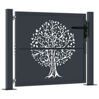 vidaXL Portail de jardin anthracite 105x105cm acier conception d'arbre