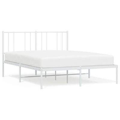 vidaXL Cadre de lit métal sans matelas et tête de lit blanc 135x190 cm