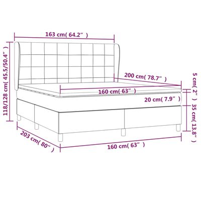 vidaXL Sommier à lattes de lit avec matelas Bleu 160x200 cm Tissu