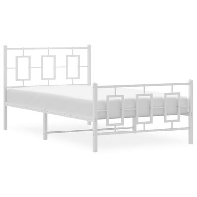 vidaXL Cadre de lit métal sans matelas et pied de lit blanc 100x200 cm