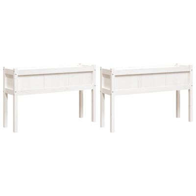 vidaXL Jardinières 2 pcs avec pieds blanc bois de pin massif