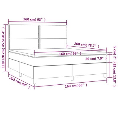 vidaXL Sommier à lattes de lit matelas et LED Bleu foncé 160x200 cm