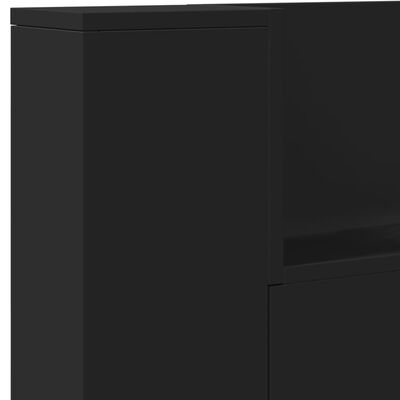 vidaXL Armoire tête de lit avec LED noir 220x16,5x103,5 cm