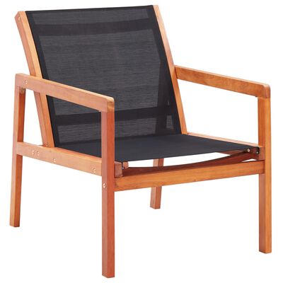 vidaXL Chaise de jardin Noir Bois d'eucalyptus solide et textilène