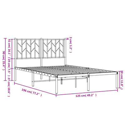 vidaXL Cadre de lit métal sans matelas avec tête de lit noir 120x190cm