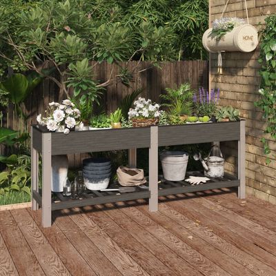 vidaXL Lit surélevé de jardin avec étagère Gris 200x50x75 cm WPC