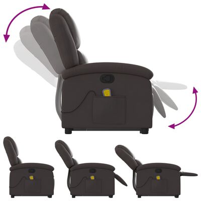 vidaXL Fauteuil inclinable de massage marron foncé cuir véritable