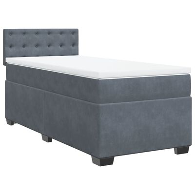 vidaXL Sommier à lattes de lit avec matelas gris foncé simple velours