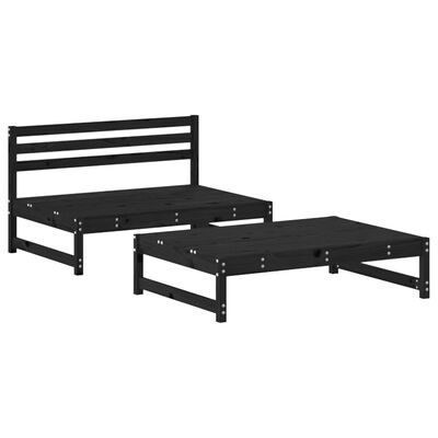 vidaXL Salon de jardin 2 pcs noir bois massif de pin