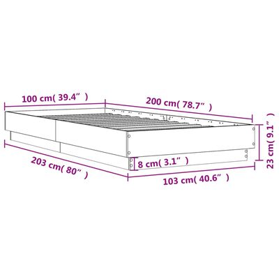 vidaXL Cadre de lit avec lumières LED chêne sonoma 100x200 cm