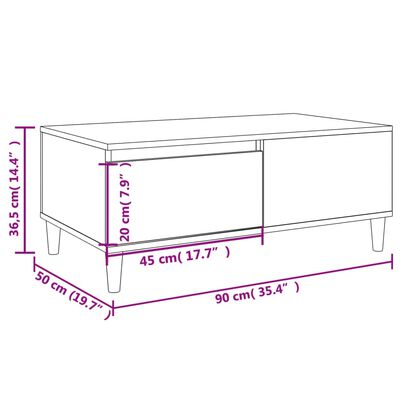 vidaXL Table basse Noir 90x50x36,5 cm Bois d'ingénierie