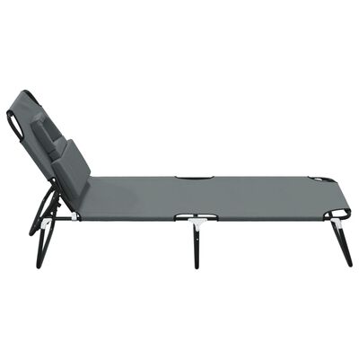 vidaXL Chaise longue pliante gris tissu oxford acier enduit de poudre