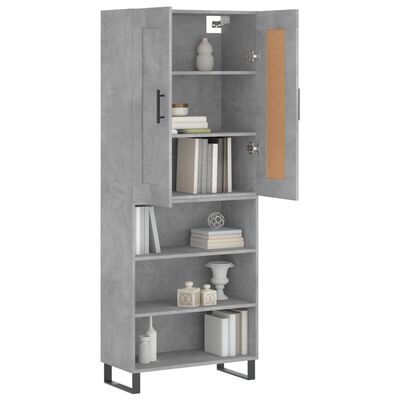 vidaXL Buffet haut Gris béton 69,5x34x180 cm Bois d'ingénierie