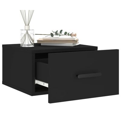 vidaXL Table de chevet murale noir 35x35x20 cm