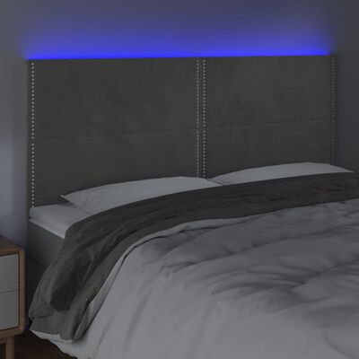 vidaXL Tête de lit à LED Gris clair 160x5x118/128 cm Velours