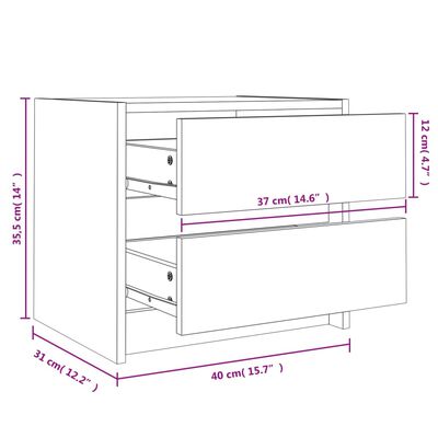 vidaXL Tables de chevet 2 pcs 40x31x35,5 cm bois de pin massif