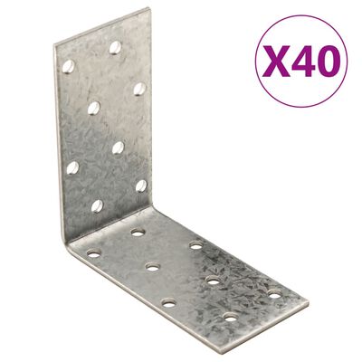 vidaXL Équerres de fixation 40 pcs 2 mm 80x40x80 mm acier galvanisé