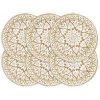 vidaXL Napperons 6 pcs Blanc 38 cm Rond Jute