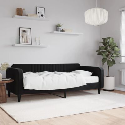 vidaXL Lit de jour avec matelas noir 90x200 cm velours