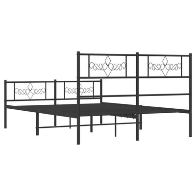 vidaXL Cadre de lit métal sans matelas avec pied de lit noir 150x200cm