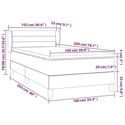 vidaXL Sommier à lattes de lit avec matelas Crème 100x200 cm Tissu