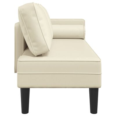 vidaXL Chaise longue avec coussins crème similicuir