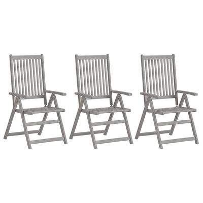 vidaXL Chaises inclinables de jardin lot de 3 et coussins Bois acacia