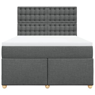 vidaXL Sommier à lattes de lit avec matelas Gris foncé 160x200cm Tissu