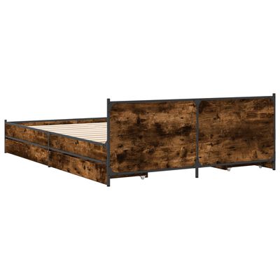 vidaXL Cadre de lit avec tiroirs sans matelas chêne fumé 140x190 cm