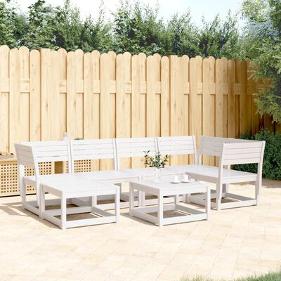 vidaXL Salon de jardin 6 pcs blanc bois de pin massif