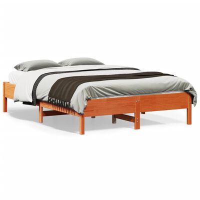 vidaXL Cadre de lit sans matelas cire marron 135x190cm bois pin massif