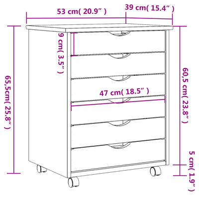 vidaXL Armoire roulante avec tiroirs MOSS bois de pin marron miel