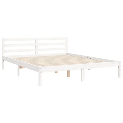 vidaXL Cadre de lit avec tête de lit blanc King Size bois massif